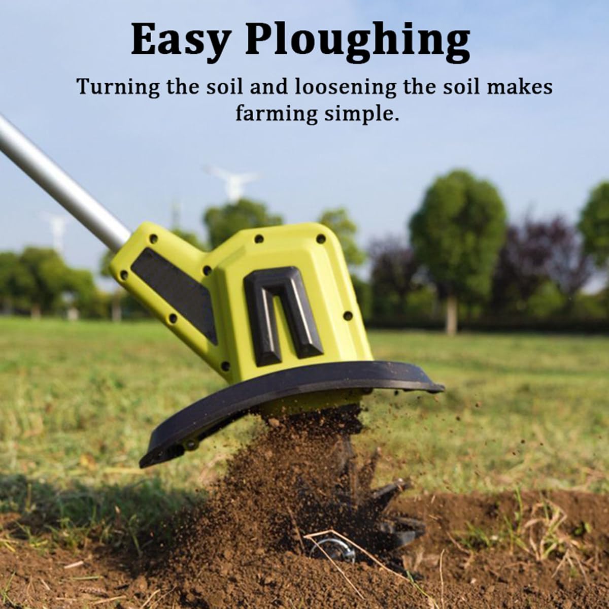 Motoazada de jardín eléctrica de 250 RPM - Rotavator de jardín inalámbrico con 2 Cuchillas de Acero, cultivador de Suelo con batería de 2 x 12 Ah para césped/jardinería/Cultivo de Suelo
