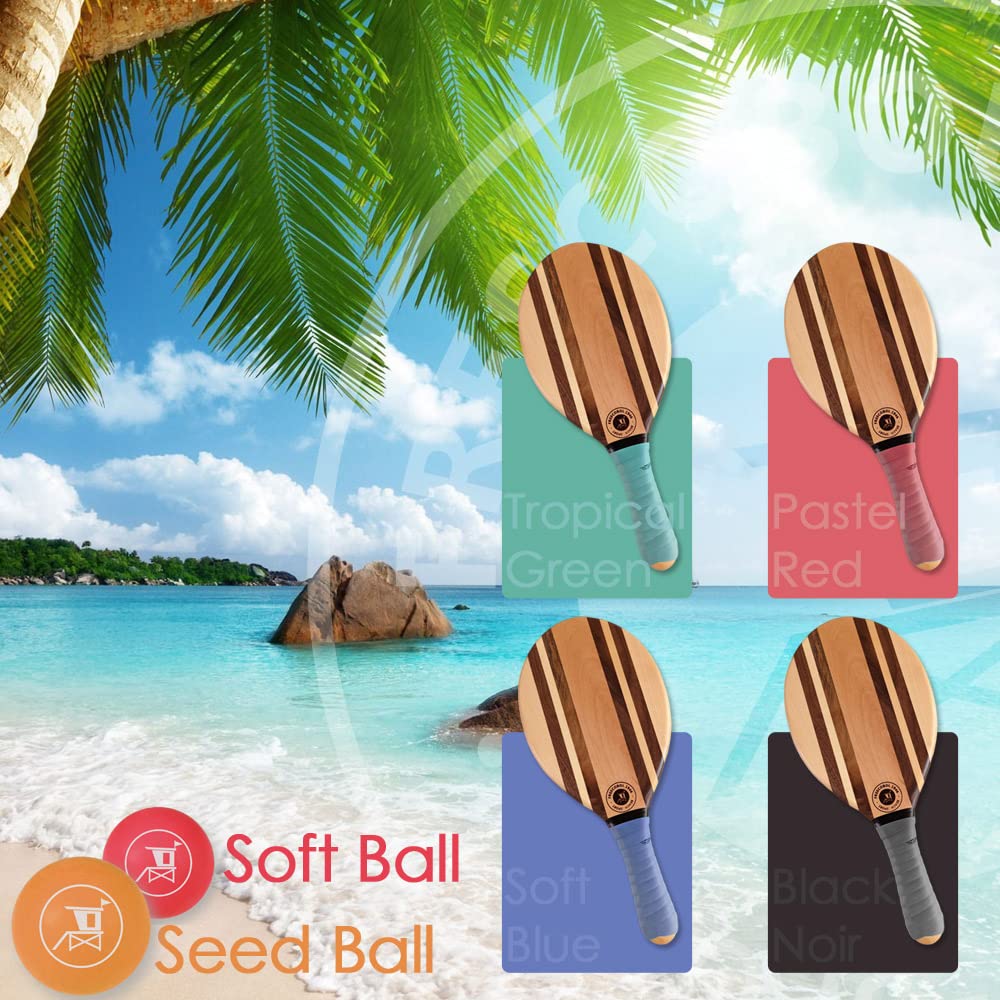 Palas de Playa | Juego de Raquetas de Alta Gama | Frescobol Beach Bats Tropical Green