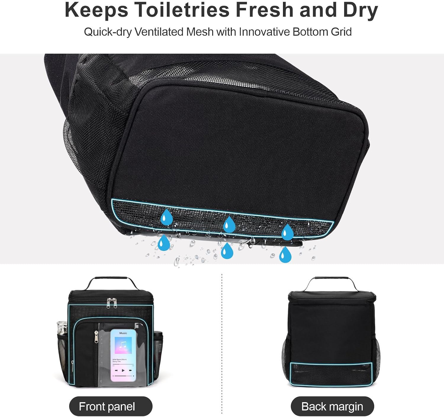 F-color Self-standing Shower Caddy Black Bundle and Mesh Shower Caddy Portable with Drawstring image 3