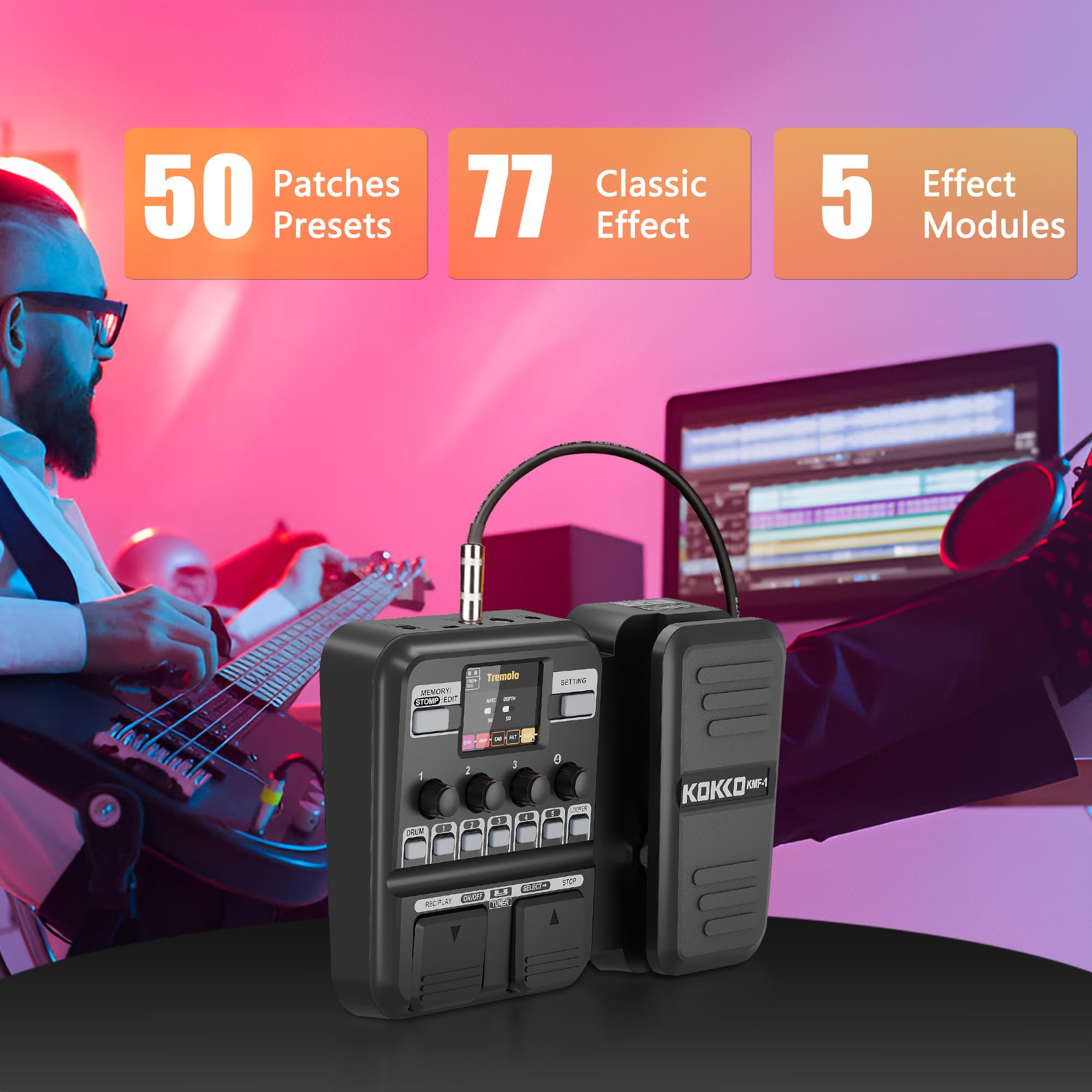 Amazon.com: KOKKO Multi Effects Guitar Pedal for Beginners, All-in