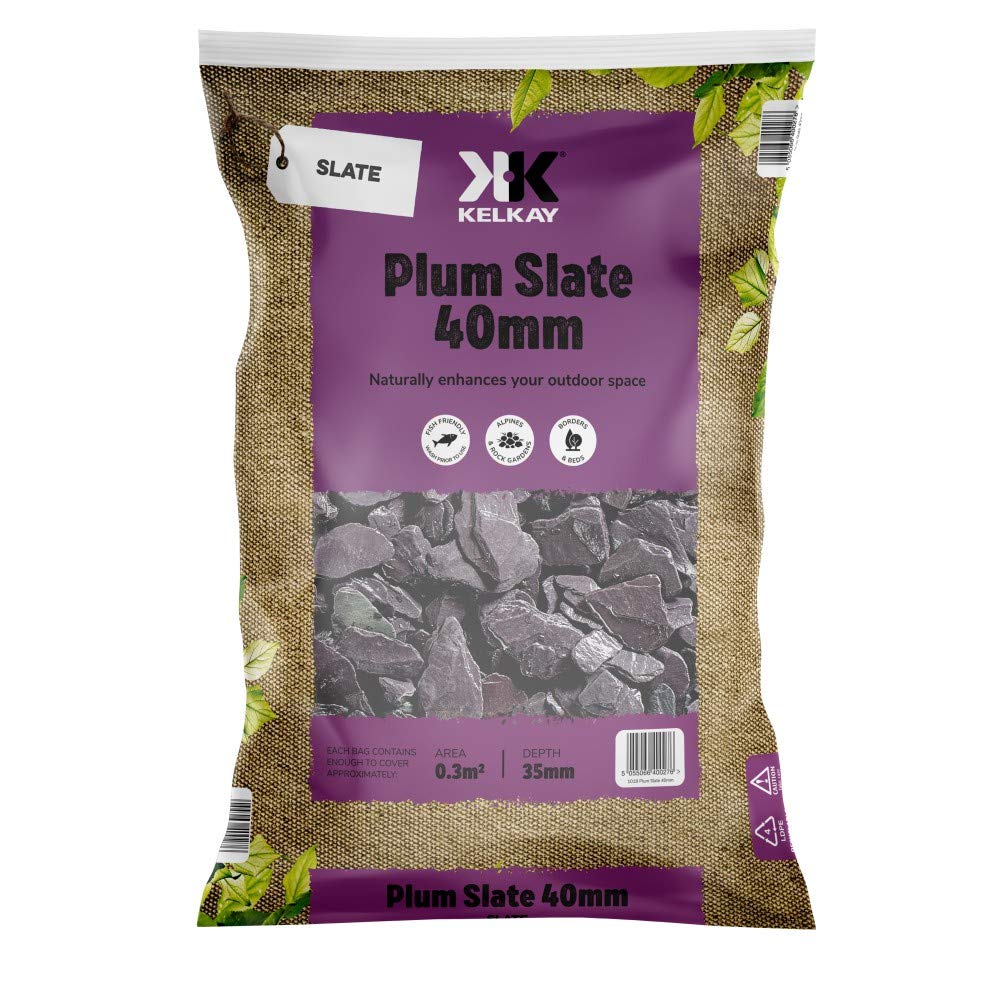 Thompson & Morgan Decorative Aggregrate Plum SlateFor Flowerbeds, Rockery, Paths, Driveways, Ground Cover 40mm Large Bag x 1