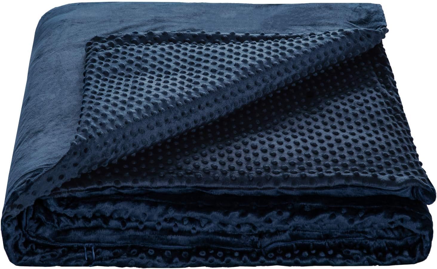 Bedsure Duvet Cover for Weighted Blanket - 3-Sided Zipper for Removal & Washing - 12 Ties Fit 60 x 80 inches Heavy Blanket - Minky Microfiber Covers - Queen Size, Navy Blue (Duvet Cover Only)