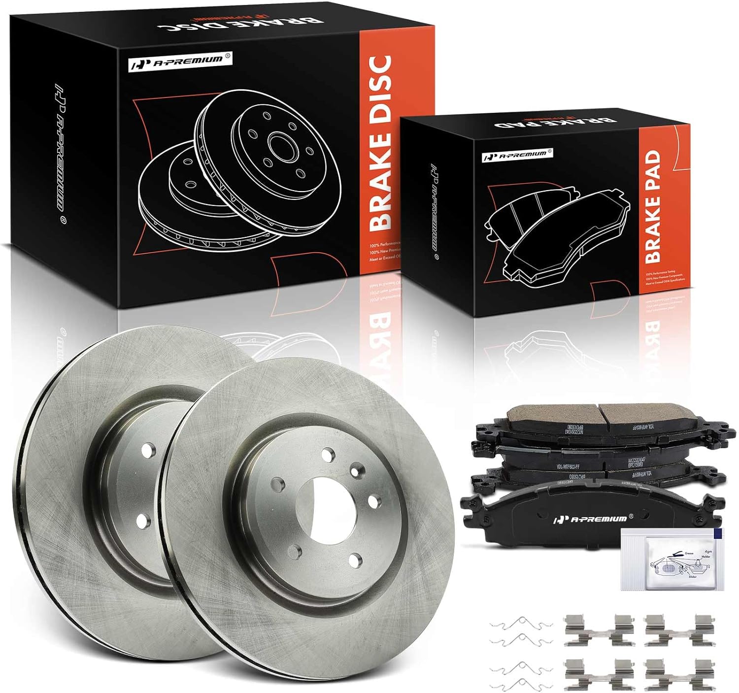 A-Premium 12.80 in (325 mm) Front Vented Disc Brake Rotors + Ceramic Pads Kit Compatible with Select Ford & Lincoln Models - Explorer 2011-2019, Taurus 2010-2019, Flex 2009-2019, MKS, MKT, 6-PC Set