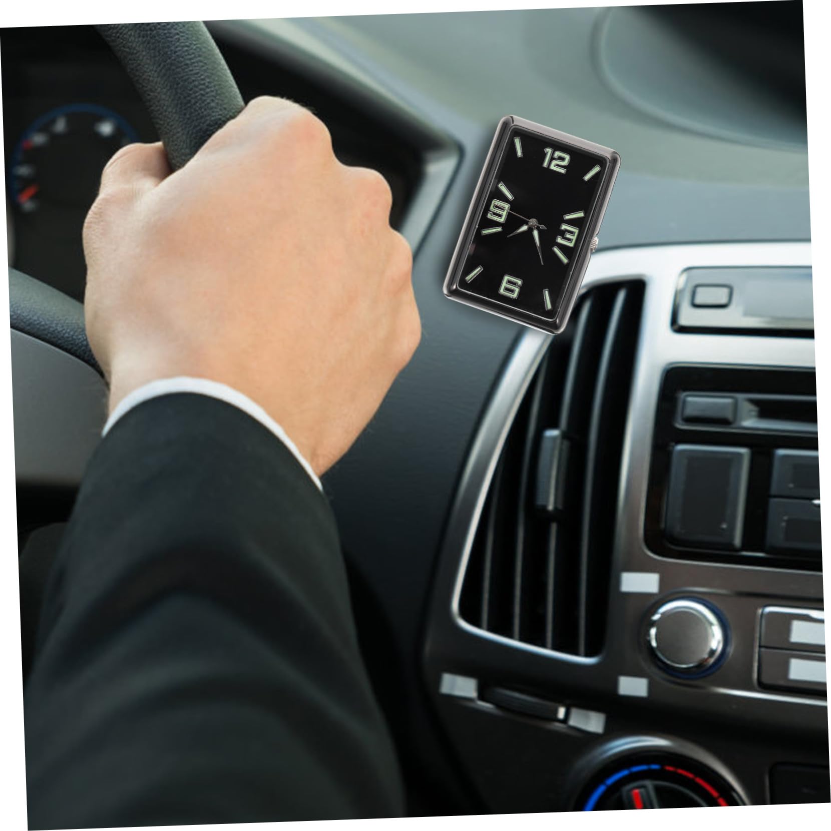 Reloj para Salpicadero de Coche Cuadrado, Pequeño y Analógico, Lente Transparente para Mejor Visibilidad Durante la Conducción y Uso en Oficina o Casa