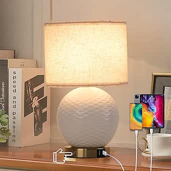 Lampe De Chevet Blanche Table Lamps Set Of 2, Farmhouse With USB