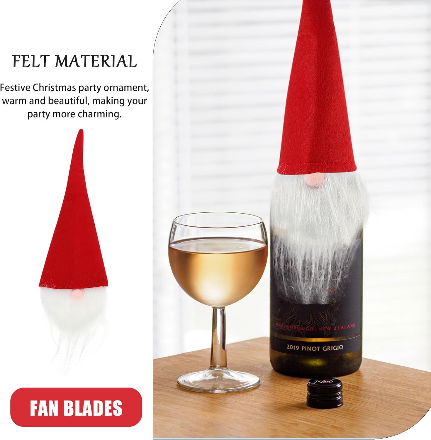 Xmas Gnome Wine Bottle Cover Set 6pcs Felt for Party