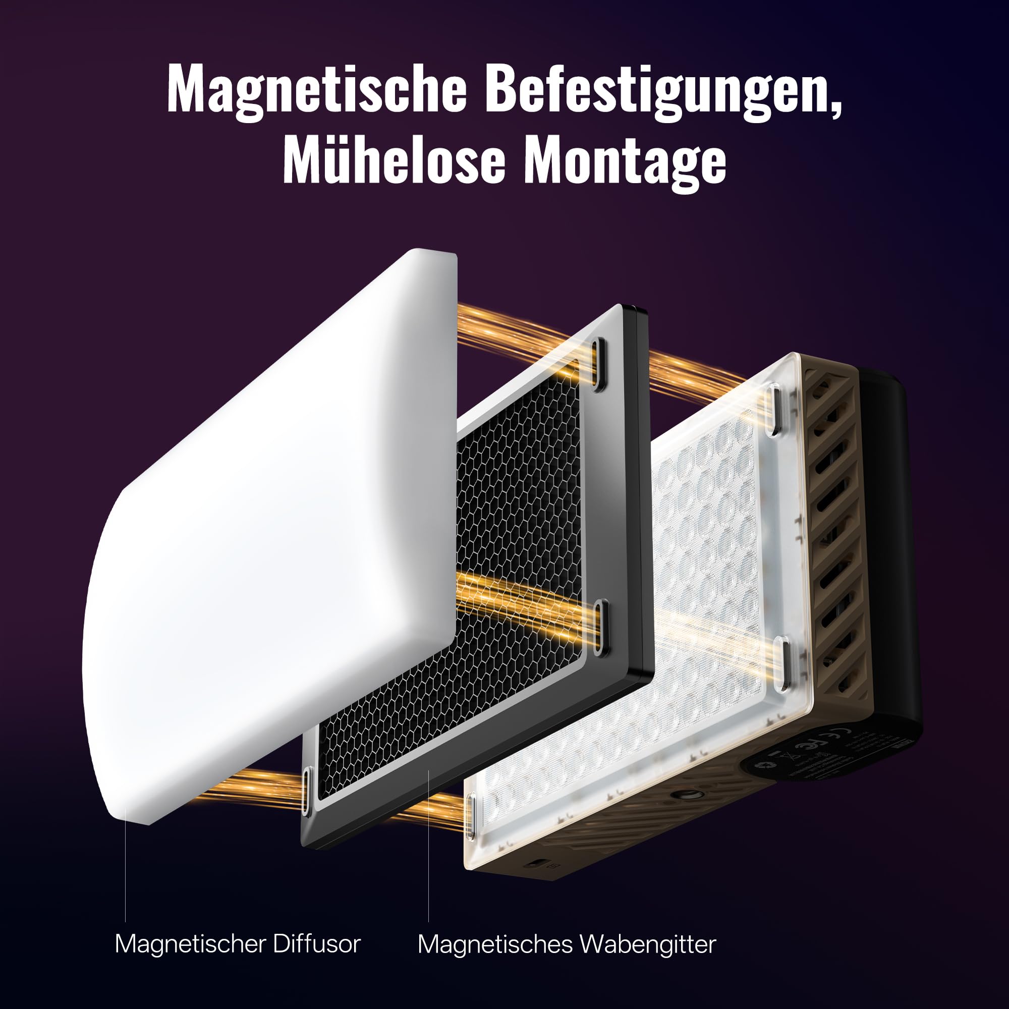 ZHIYUN FIVERAY M60 Ultra [Offiziell]60W RGB Videoleuchte mit Cold Shoe,430g | Magnetische Befestigung, App Steuerung&Herr-Sklave, Kamera Licht für DSLR Kamera/TikTok Live/YouTube/Vlogs, 2500K~10000K