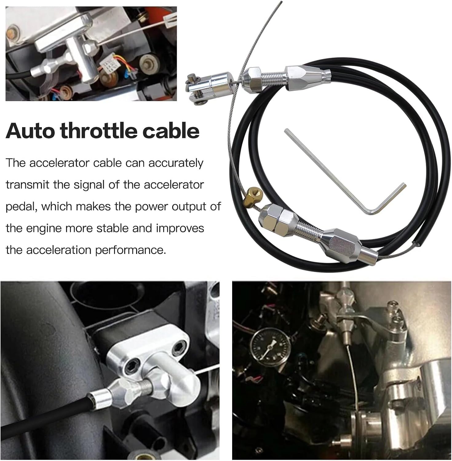 New 36" Throttle Cable Fits for Chevrolet/Chevy LS1 1997-2007 LS1 Engine 4.8L 5.3L 5.7L 6.0L LS Swap Fuel Line Kit Throttle Cable Carburetor Accelerator Cable