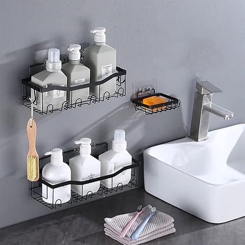 Miniatura 2 de Yuly Estante de baño de montaje en pared, estante multiusos para champú, estante de esquina para condimentos cosméticos, estante de ducha, esquina