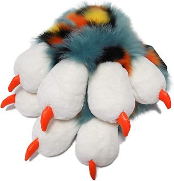 Fursuit Paws Furry Partial Cosplay Fluffy Claw Gloves Costume Lion Bear Props for Kids Adults Colorful Spotted Leopard