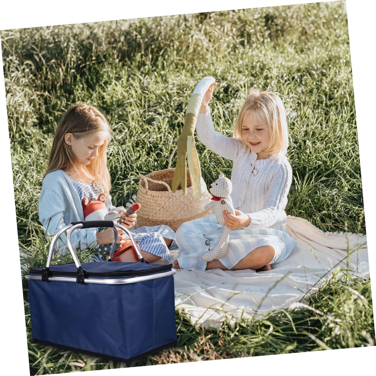 Insulated Picnic Basket Oxford Cloth Portable Lunch Bag Cooler Outdoor Baskets for Storage and Picnic