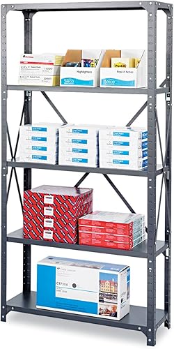 Safco Productos 6267 Kit de estantes comerciales 36 pulgadas de ancho x 24 pulgadas de profundidad x 72 pulgadas de alto con 5 estantes, gris