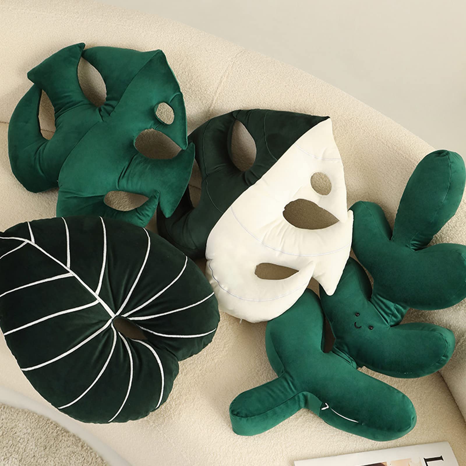Cuscino a forma di foglia, 52,1 x 48 cm, imbottitura in polipropilene, a forma di 3D, cuscino per piante succulente, grazioso cuscino da pavimento per fate, grunge, decorazione per la casa