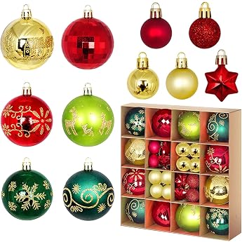 44pcs Christmas Baubles Green Plastic Christmas Tree Decorations