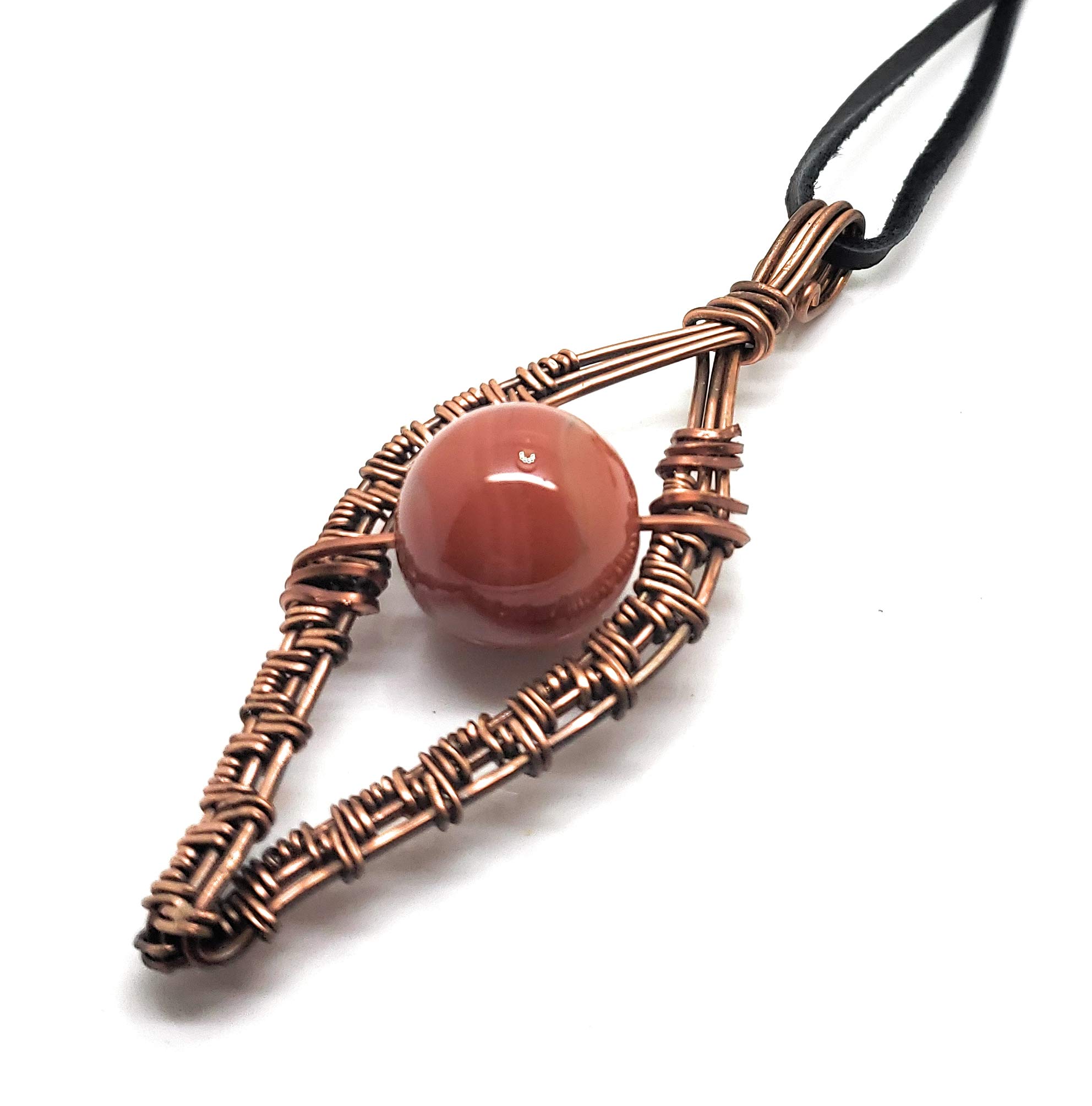 Red Agate Copper Wire Woven Necklace