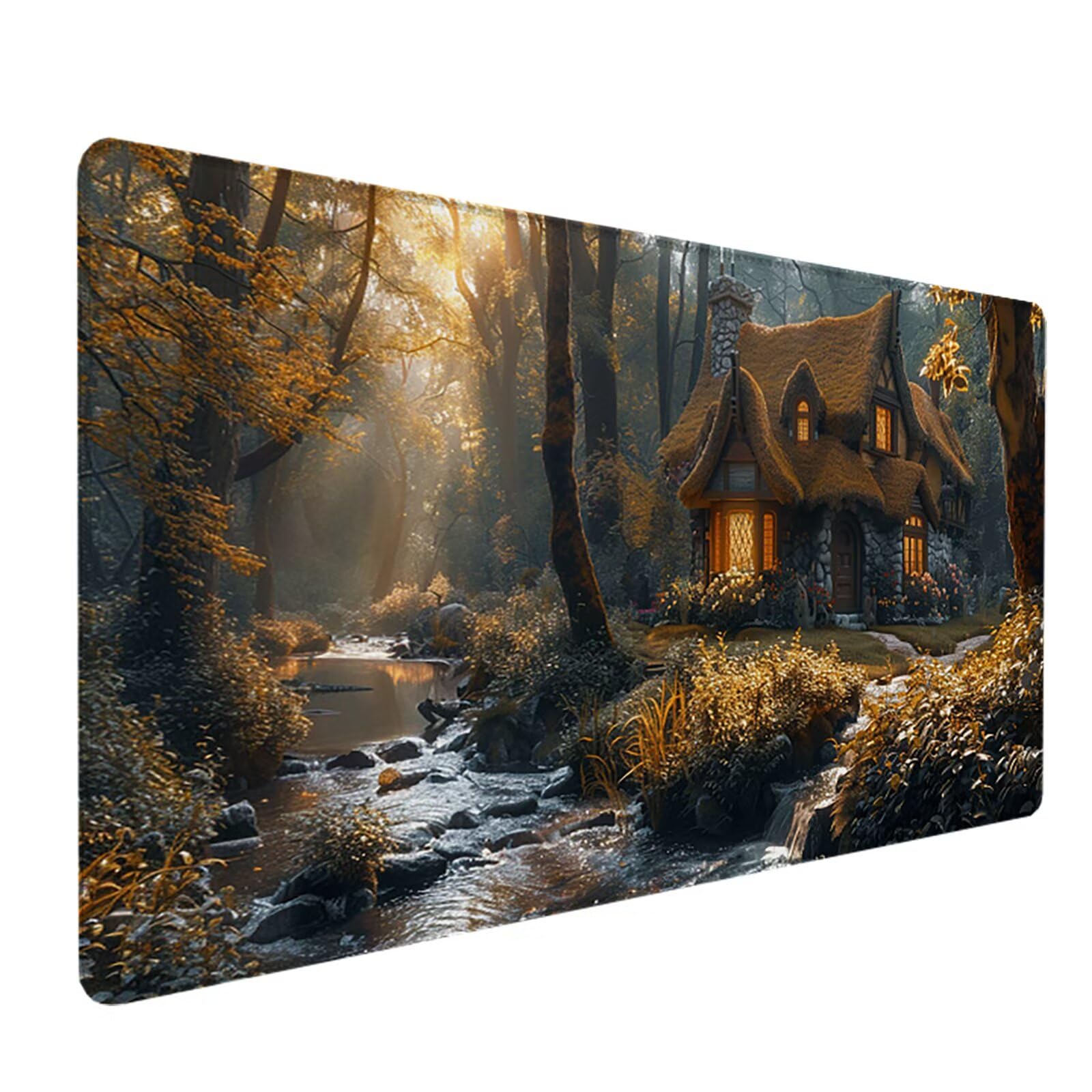 Bosque Alfombrilla Ratón Gaming XXL 1500 x 800 mm, Alfombrilla Gaming Verde Mousepad con Base de Goma Antideslizante Impermeable Desk Mat para Teclado y Raton Accesorios Gaming, Regalos de Hombre 4-B
