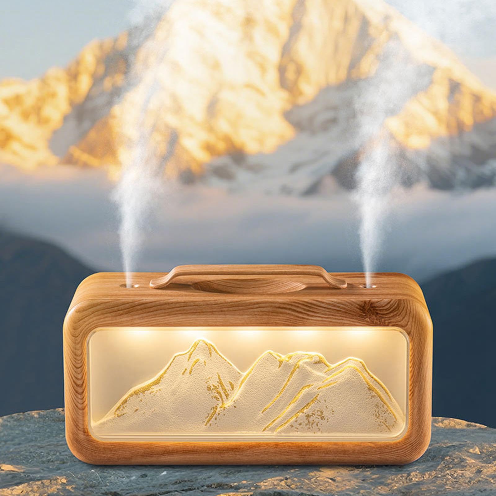 B Baosity avec Veilleuse, 2 Modes de Pulvérisation, D'air Silencieux et Diffuseur D'arômes pour Salon, Hôtel, Bureau, Cham, Grain de Bois Clair