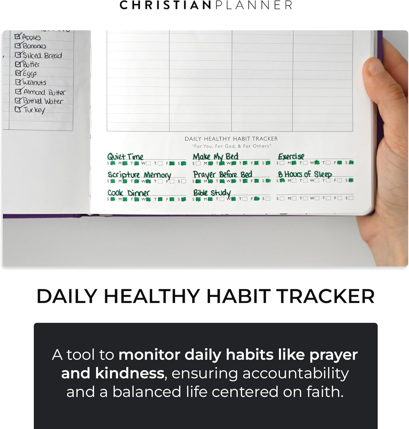 2025 Christian Planner - Bible Journal and Gratitude Book 7"x10" Spiral Bound with Eco-Friendly FSC Certified Paper - Monthly, Weekly, Daily Organizer (Ultra Violet)