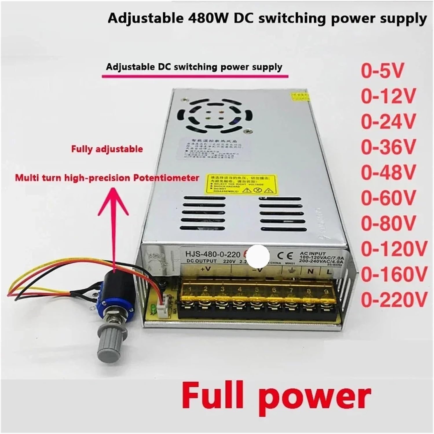 Countless displays Adjustable DC Power Supply 200W 240W Switch Power Supply AC to 0-12V 17A Voltage