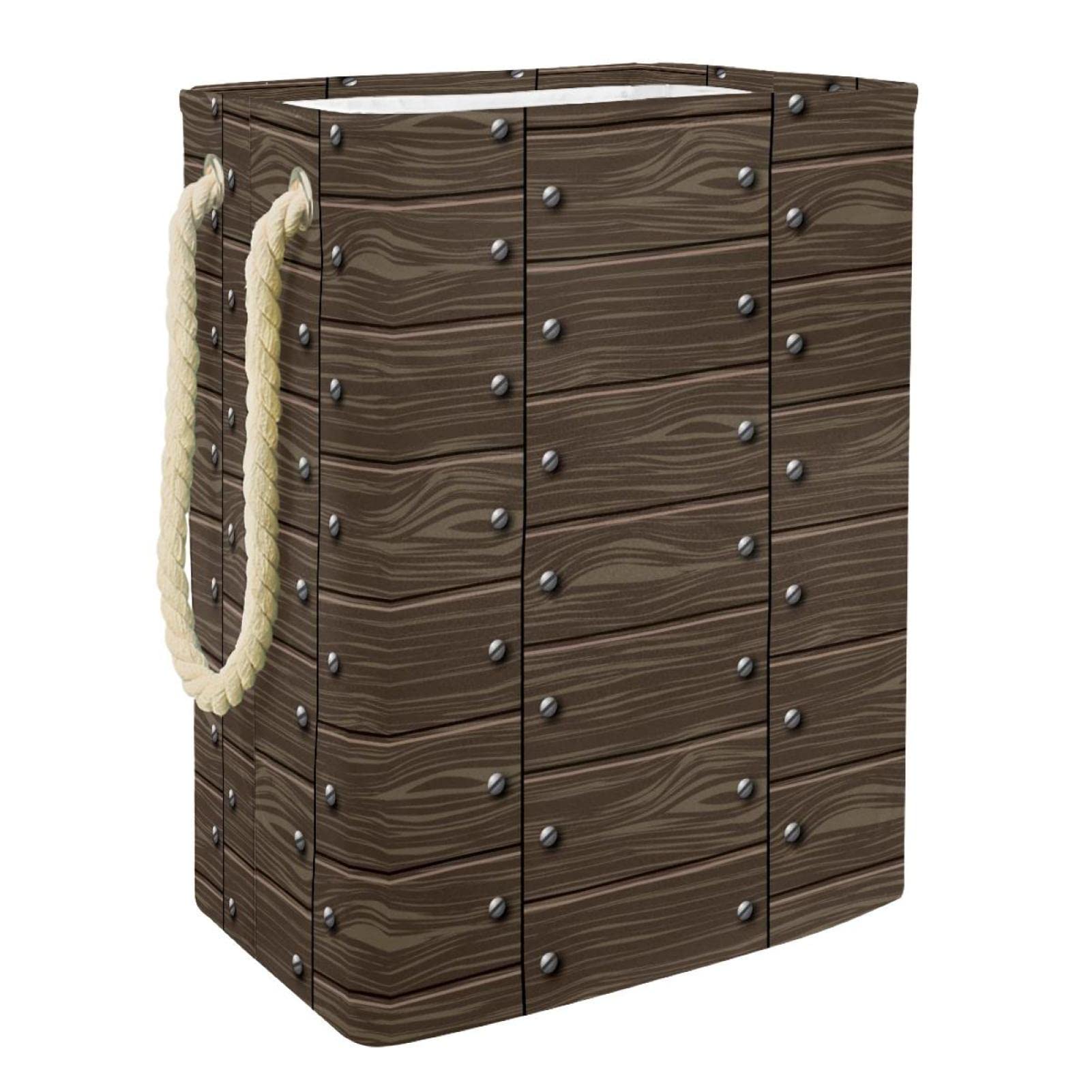 Panier à linge imperméable anti humidité avec poignée bois rigide