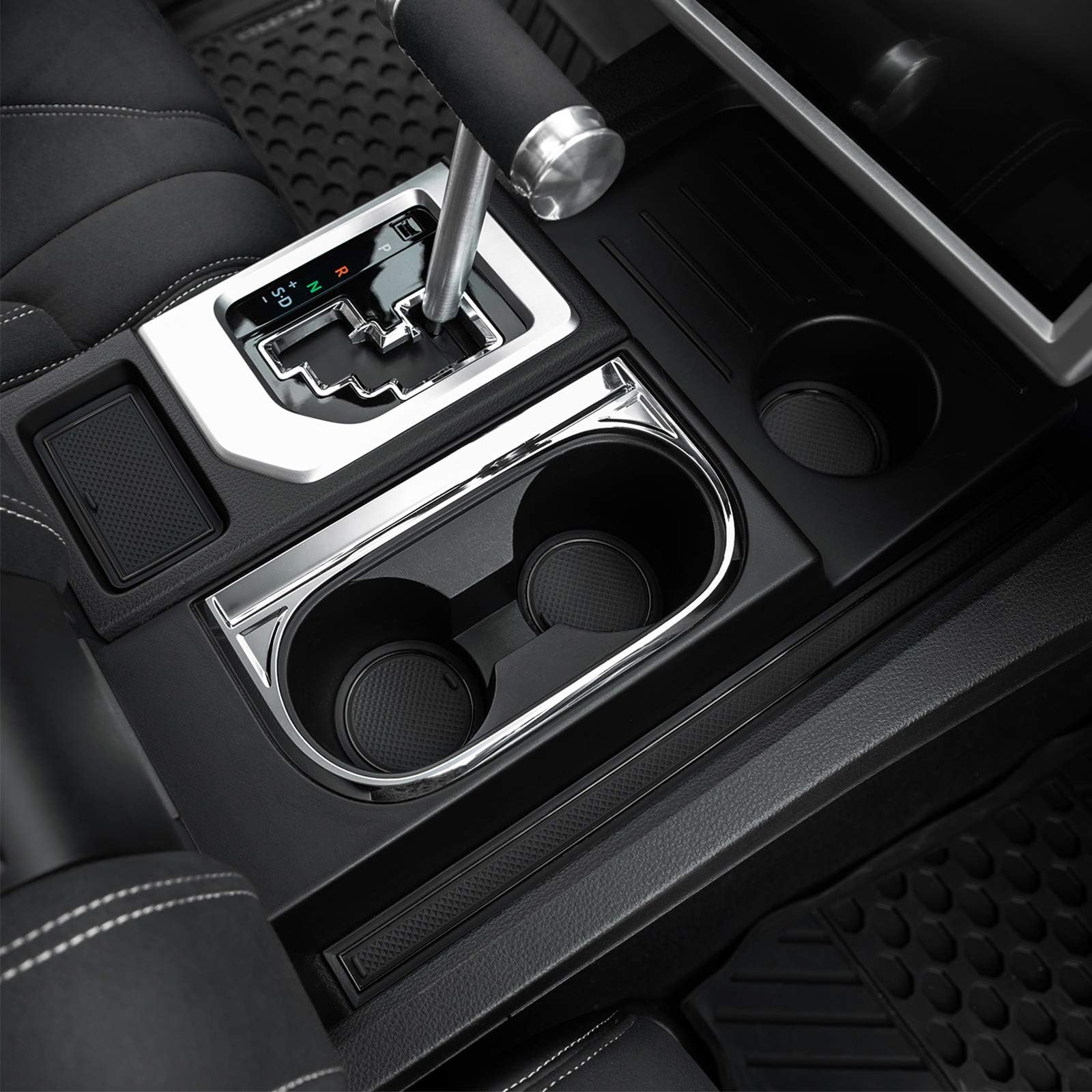 JDMCAR Compatible with Toyota Tundra Accessories 2021 2020 2019 2018 2017 2016 2015 2014 Premium Liner Accessories, Custom Console, Cup Holder, and Door Pocket Inserts Kit - (Bucket Seat, Black Trim)