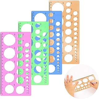 4Pcs Circle Template for Drawing Colorful Circle Stencils Drafting Tools Circle Drawings Rulers Tools, CM Scale Digital Measuring Templates Rulers for Office, School,Building,Formwork, Drawings