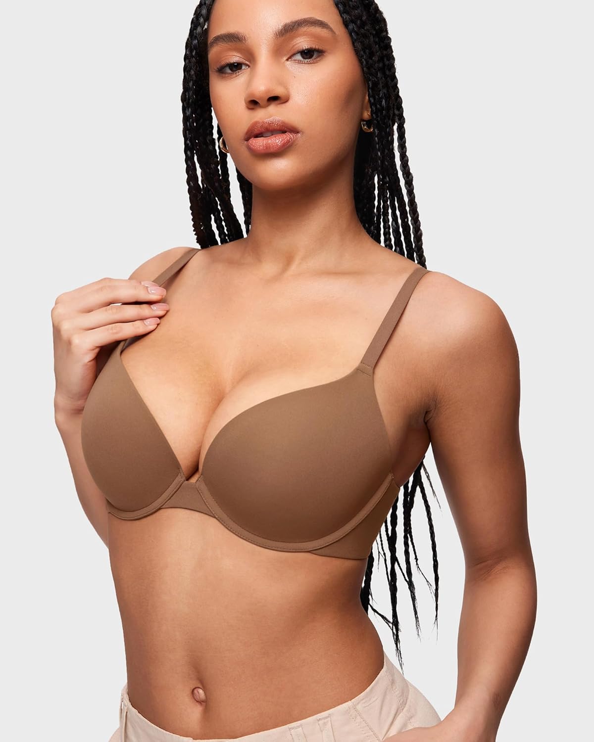 INLYRIC Women's Push Up Bra Tshirt Demi Supportive Bras Underwire Plunge Padded Comfortable Inbarely Plus Collection
