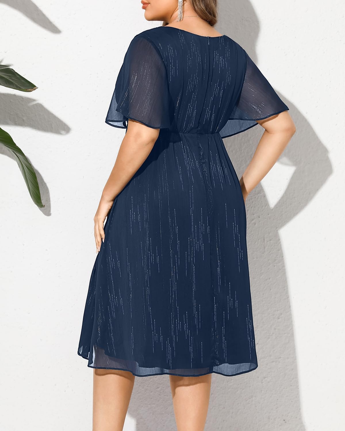 Pinup Fashion Women Plus Size Cocktail Dress - Formal Wedding Guest High Low Pleated Wrap V Neck Dresses 2025 - Image 4