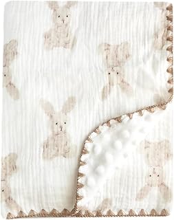 Gunnaicat Bunny Muslin Cotton Double Layer Receiving Blanket 40x40 Inch Soft Breathable Baby Blanket
