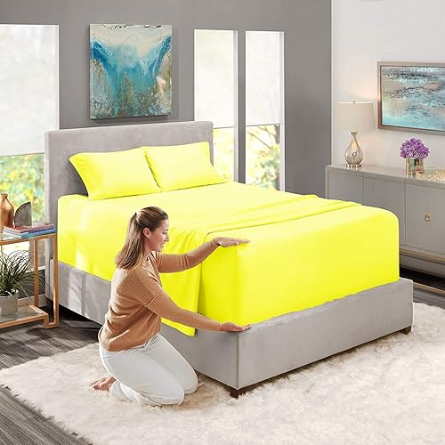 Miniatura 2 de Juego de sábanas de algodón peinado de 800 hilos, 4 piezas de largo para cama, transpirable, suave y sedoso, tejido de satén para colchón de 15 a