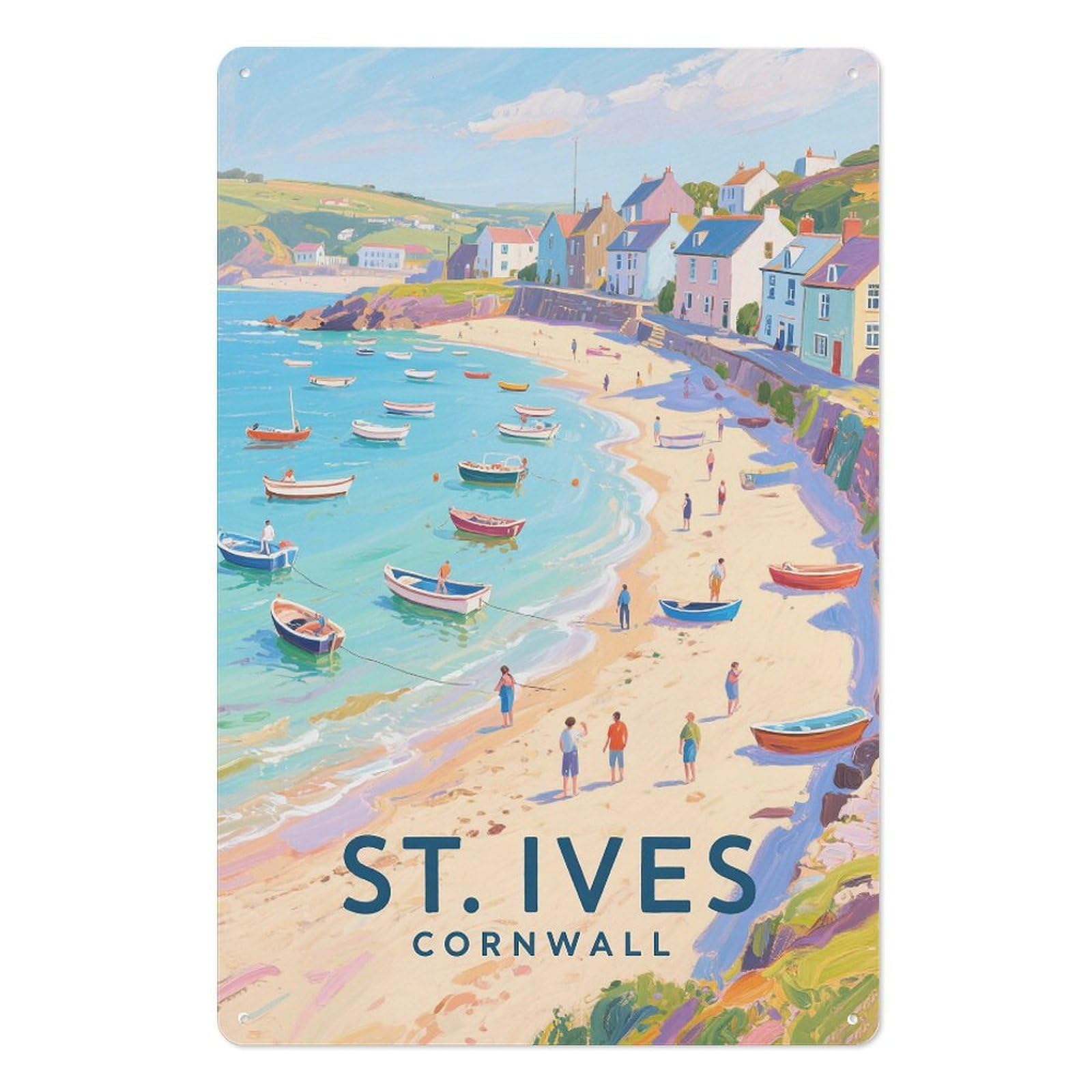 Cornwall Retro Design Tin Paintings Vintage Tin Sign 08x12inch(20x30cm) Wall Art for Home Office Bedroom Living Room Cafes Wall Decor