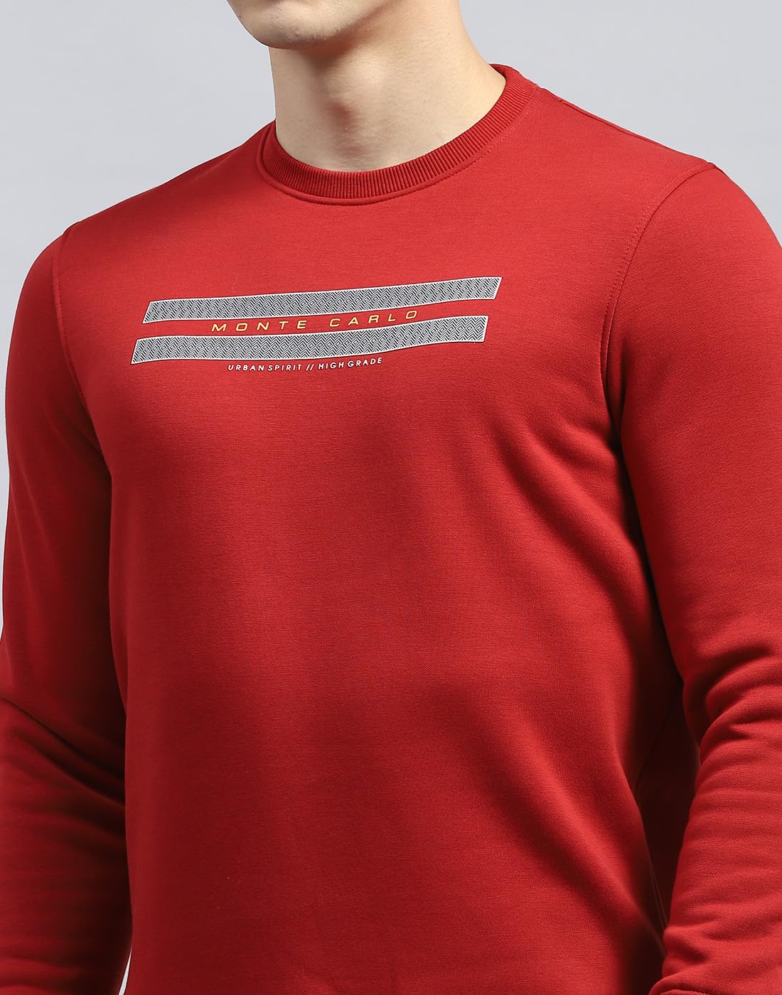 Monte Carlo Mens Maroon Printed Round Neck Full Sleeve Sweatshirt (224066171-15-44) 4