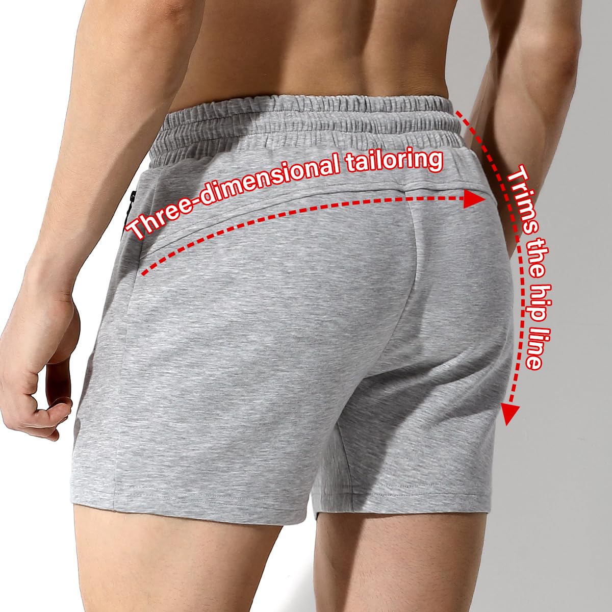 Mauro Kane Short Homme Sport avec Poche Zippée Short en Jogging Décontracté Pantalons Court Men Running Shorts