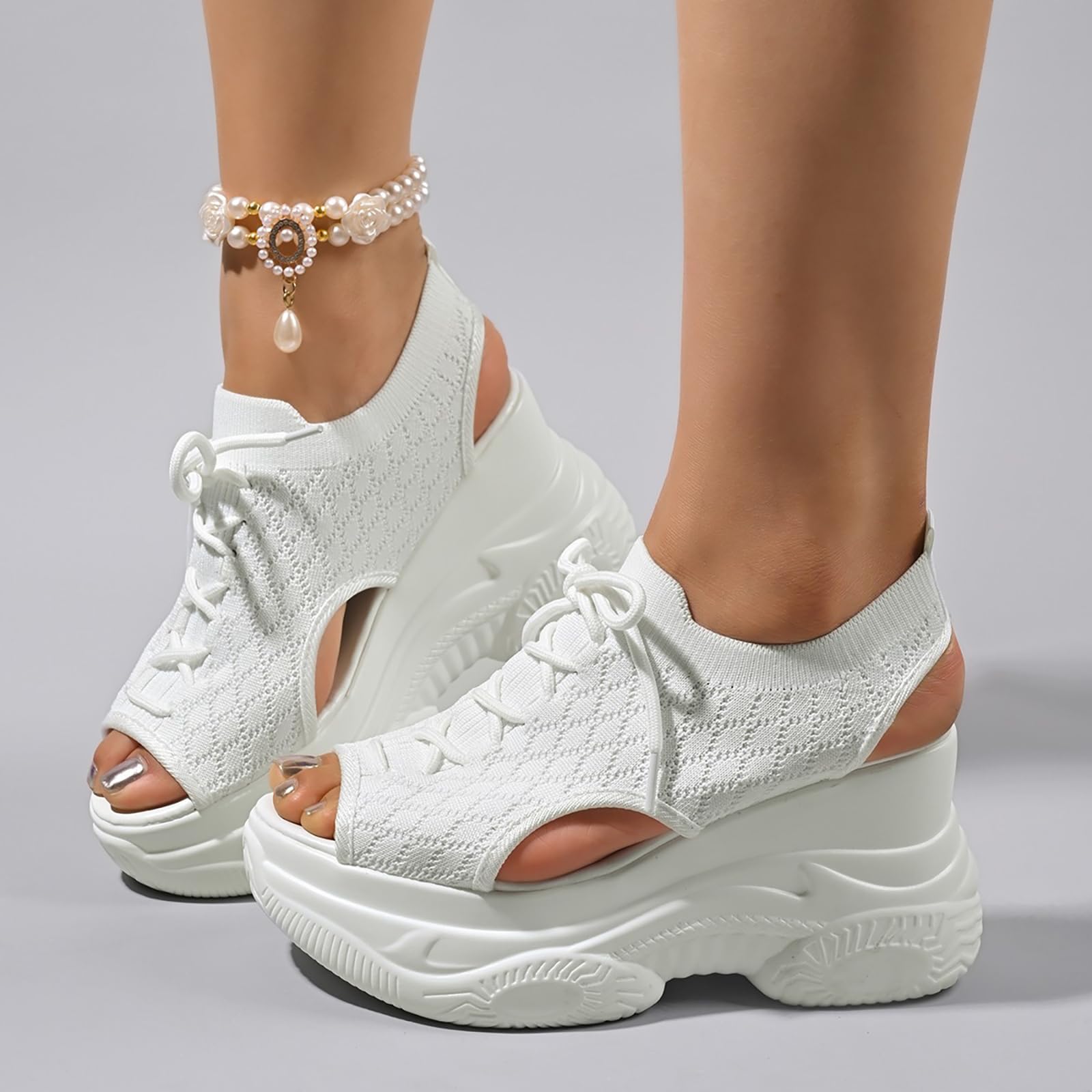 Sandali Donna Estivi da Piedi Nudi Antiscivolo Casual Scarpe Spiaggia Passeggiate Sandali Estivi Donna Semplice ed elegante
