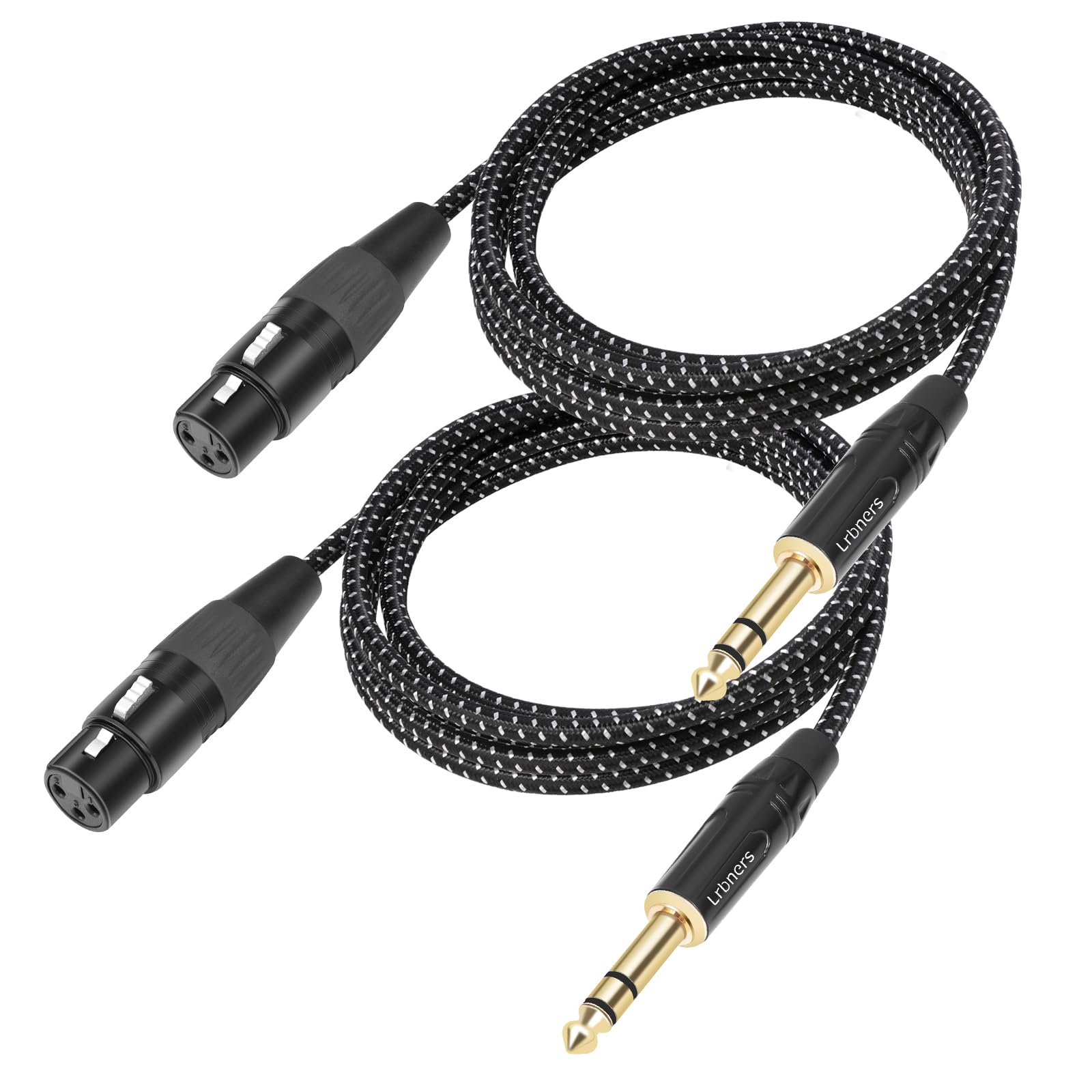 6,35 mm TRS-Stecker auf XLR-Buchse, doppelt geschirmtes, geflochtenes Audiokabel, TRS auf XLR, vergoldete Zinklegierungsstecker für Mischpulte/Mikrofon/Bühne, 2 Stück