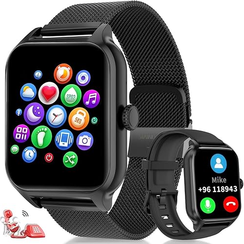 Miniatura 1 de Reloj inteligente para mujer, pantalla táctil de 1.81 pulgadas, reloj inteligente negro con contador de calorías de pasosmonitor de sueño, recepción