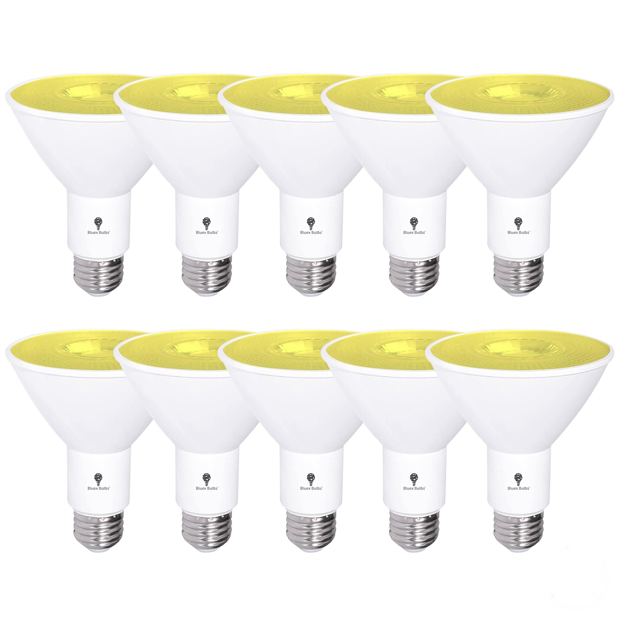 10 Pack PAR30 Amber Yellow LED Bug Light Bulb Outdoor LED Flood Light Bulb 12W 100 Watt Equivalent Dimmable Waterproof E26 Bug LED Yellow Light Bulbs Warm Bug-Free Lighting for Home Insect Repellent
