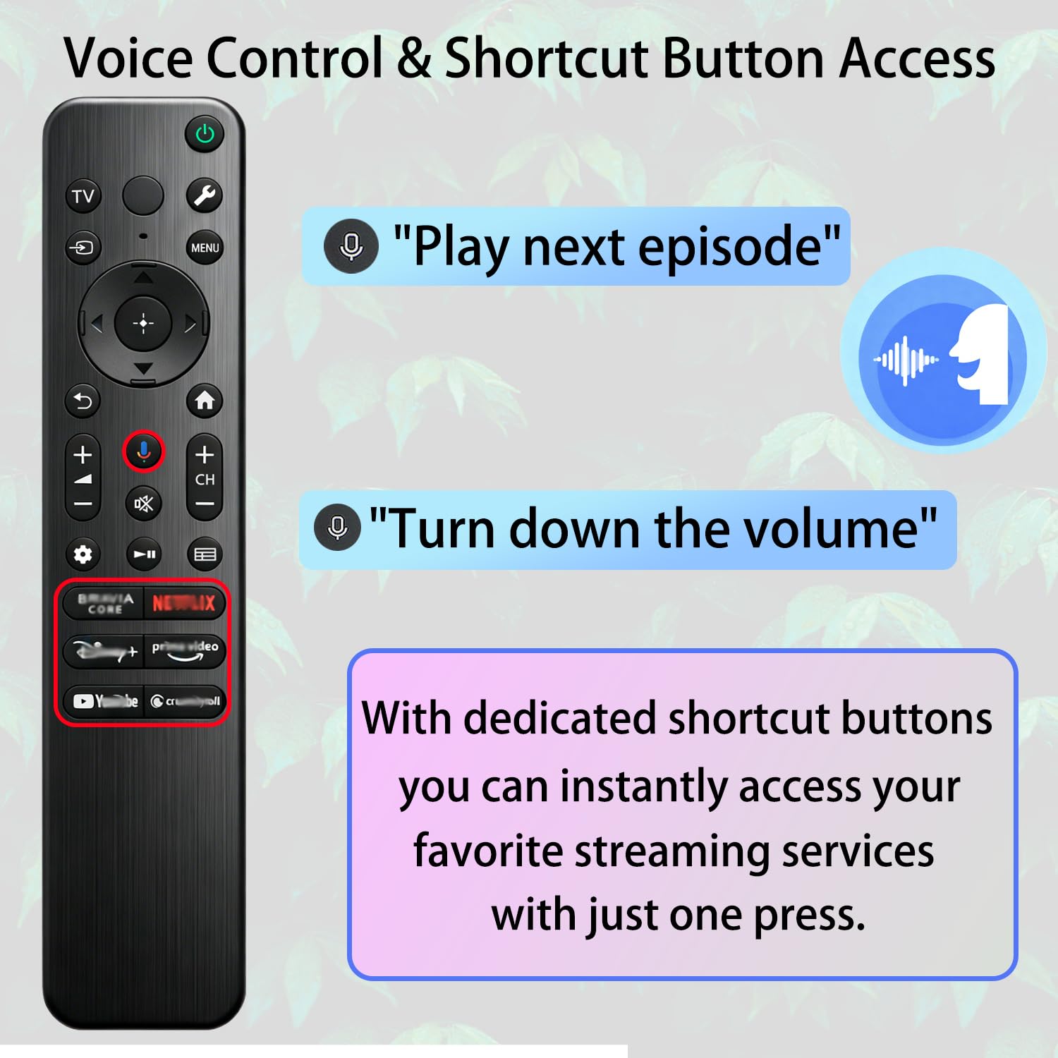 RMF-TX910U Telecomando vocale compatibile con Sony TV Bravia Remote, compatibile con tutte le serie Smart LED OLED TV con funzione vocale