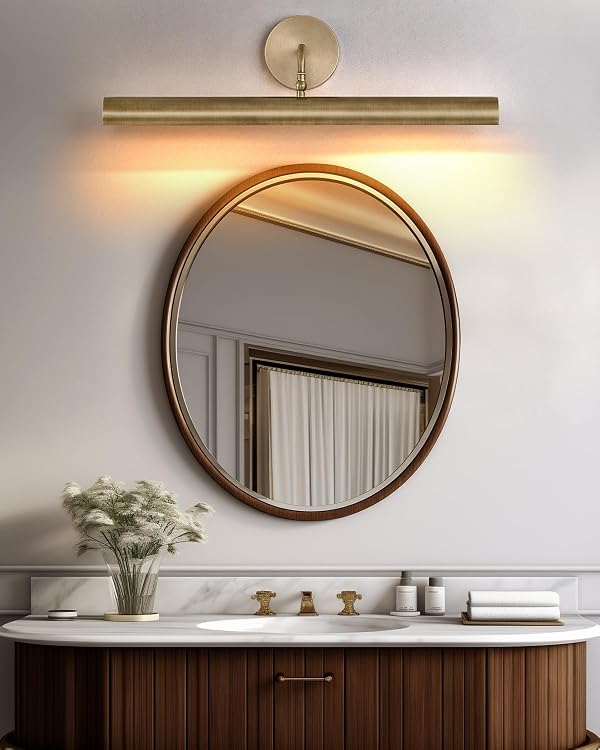 XANSO Picture Lights for Wall,24in Brass Artwork Display Lamp,Rotatable 180°Gold Art Light Hardwired Artwork Display Lamp Pictures Frame,Painting Wall Lights,Bathroom Sconce E12 Base No Bulbs by XANSO - Image 2