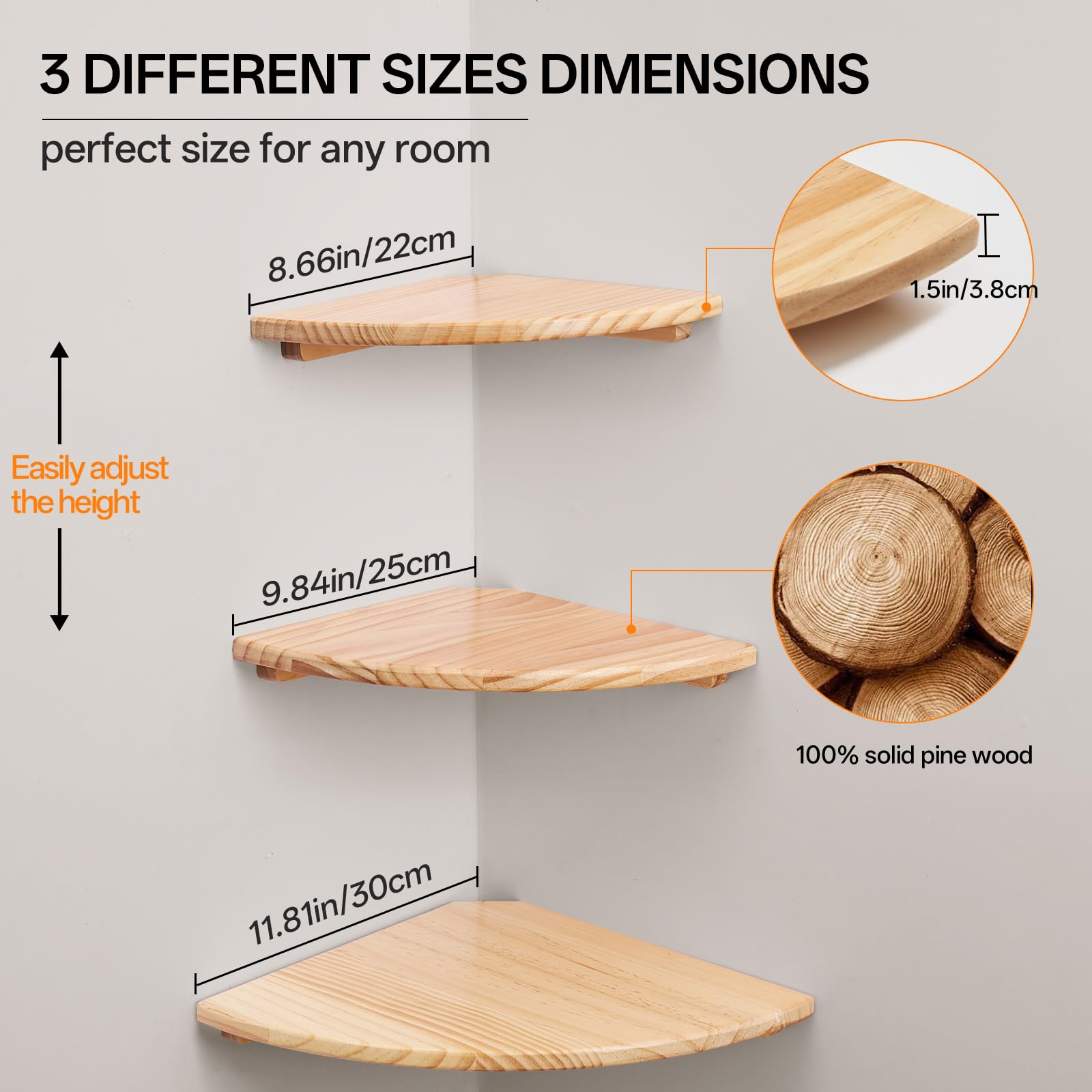 GIEANOO Étagère Murale, 90cm Étagère Flottante en Bois de chêne Massif, Rustique Etagere Bois pour Salon, Cuisine, Chambre, Salle de Bain | Votre wishlist sur