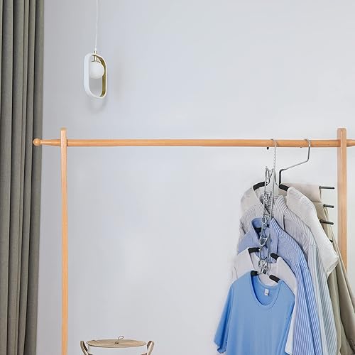 Miniatura 8 de Nature Smile Paquete de 2 perchas antideslizantes 5 en 1, perchas de metal mágicas que ahorran espacio, perchero de ropa de armario de varias capas,