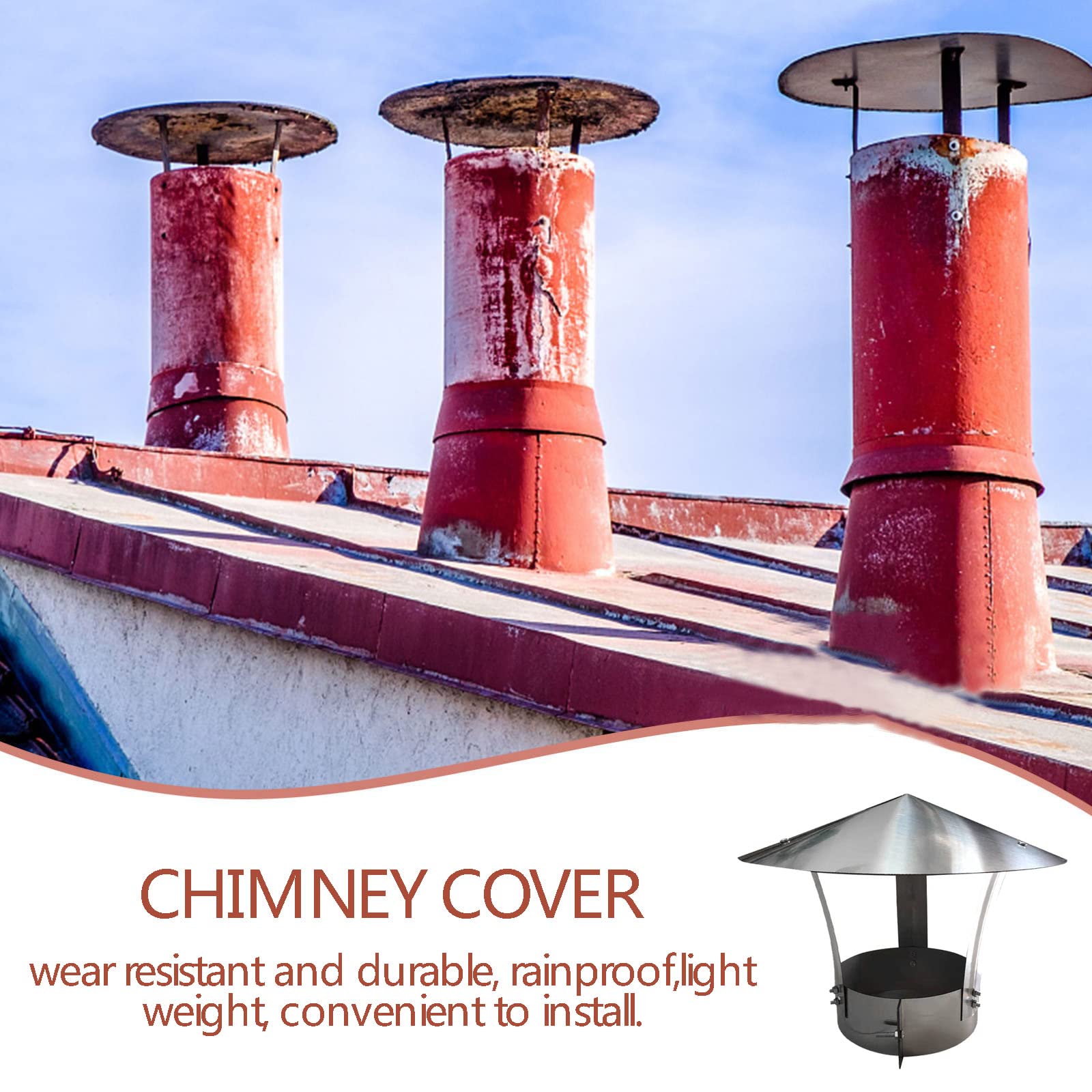 Chimney Cowl Stainless Steel,Chimney Cowl Cap,Rain Cap For Chimney Pots,Roof Cap Galvanized Metal,All Weather,for Ventilation System,Tools & Home Improvement ( Size : D27cm*45cm/10.63in*17.72in - View #12