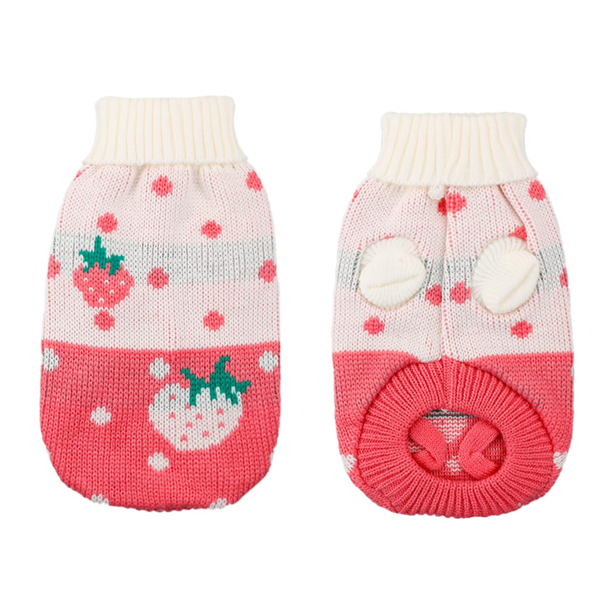 1PC Fall Winter Pet Jumper and Sweater for Cats and Dogs Pink Strawberry Printed- Cozy and Warm Pet Clothing