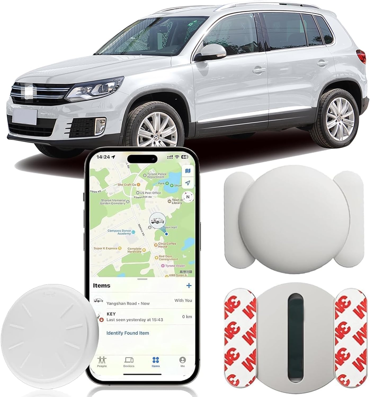 Mini GPS Tracker for Vehicles No Monthly Fee Magnetic GPS Tracker Full USA Coverage Hidden Car Locator Works with Apple Find My(iOS Only) with Magnetic Waterproof Case. (White)-image-33