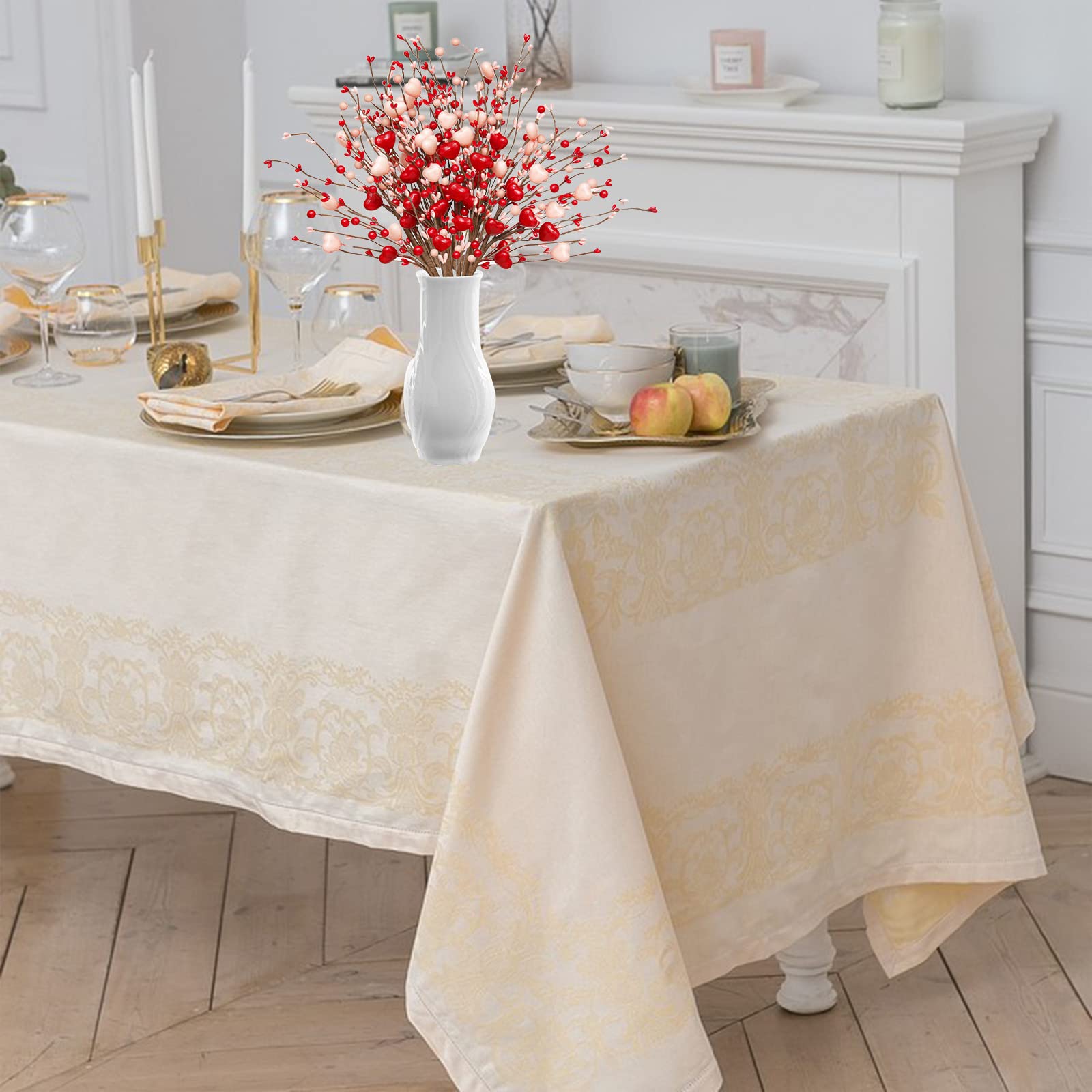 cacise 6 PCS Valentine's Day Artificial Red Berry Flower, Heart Shaped Berry Stem Picks, Berries Branches for Valentineâ€™s Day Gift Wedding Home Decoration (Red and Pink)