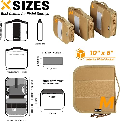 Miniatura 3 de DBTAC - Funda cuadrada para alfombra de pistola, 1 funda acolchada rígida para arma de fuego con parche extraíble y reflectante para campo de tiro,