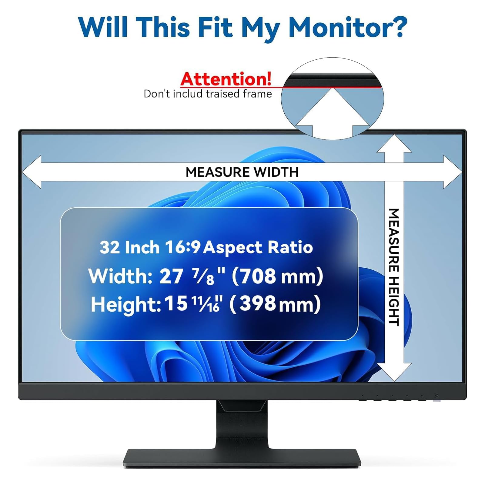 IPROKKO Filtro Protezione Privacy per Monitor da 32 Pollici per Computer, Rapporto d'aspetto 16:9, Pellicola Protettiva Rimovibile Anti Luce Blu, Protezione Privacy per Monitor HD