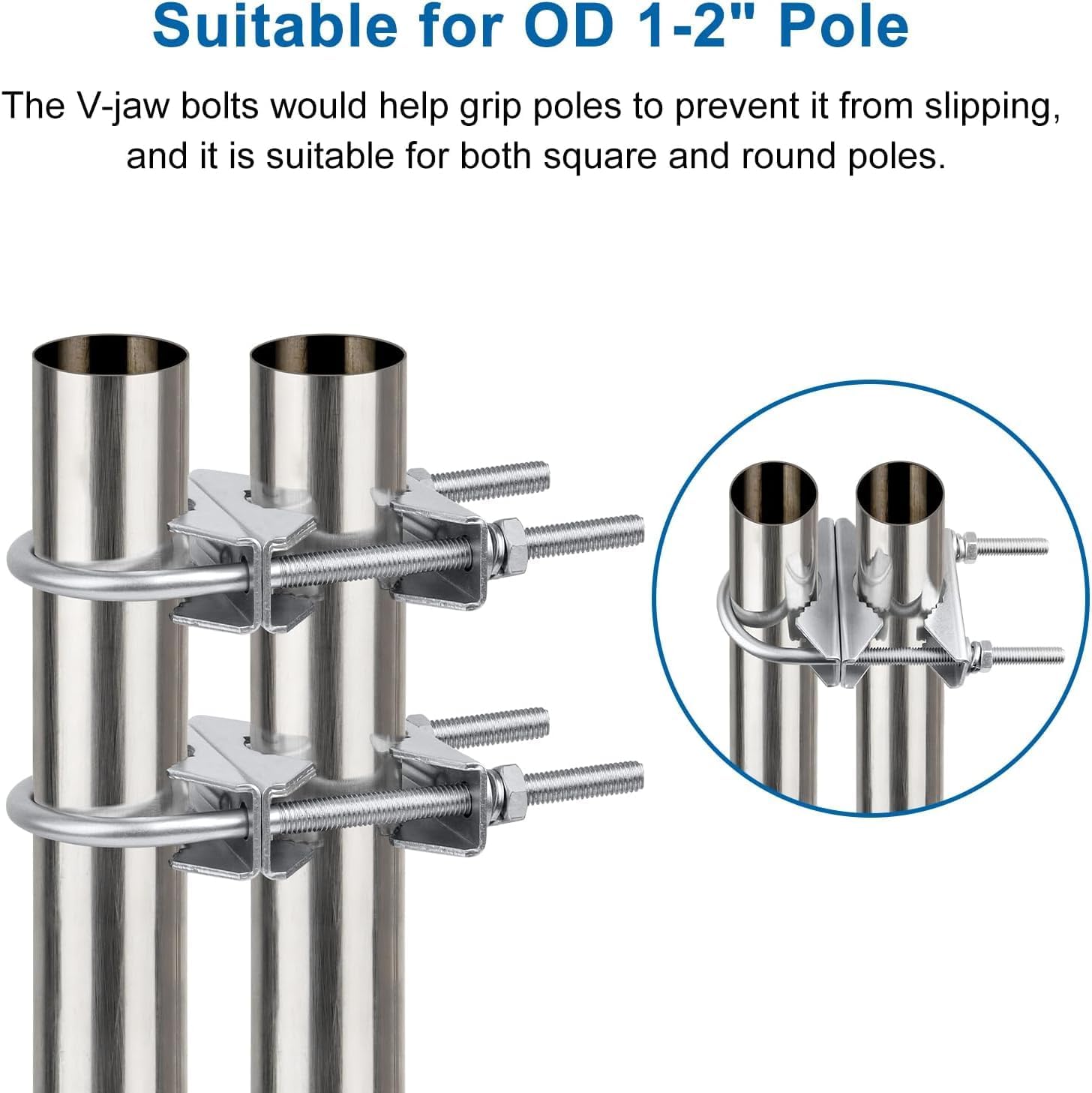 MOOKEERF Double Antenna Mast Clamp - 5 PCS Antenna Pole Mount Bracket V Jaw Block with U Bolts,Heavy Duty Mast Mount Bracket Kit