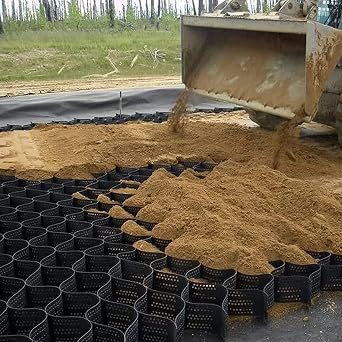 Ground Grid Polyethylene Gravel Grid Driveway Walkway Retaining Wall Reinforcement Mesh Soil Stabilizer, 2inch Tall Grids4x7 m/13x23 ft