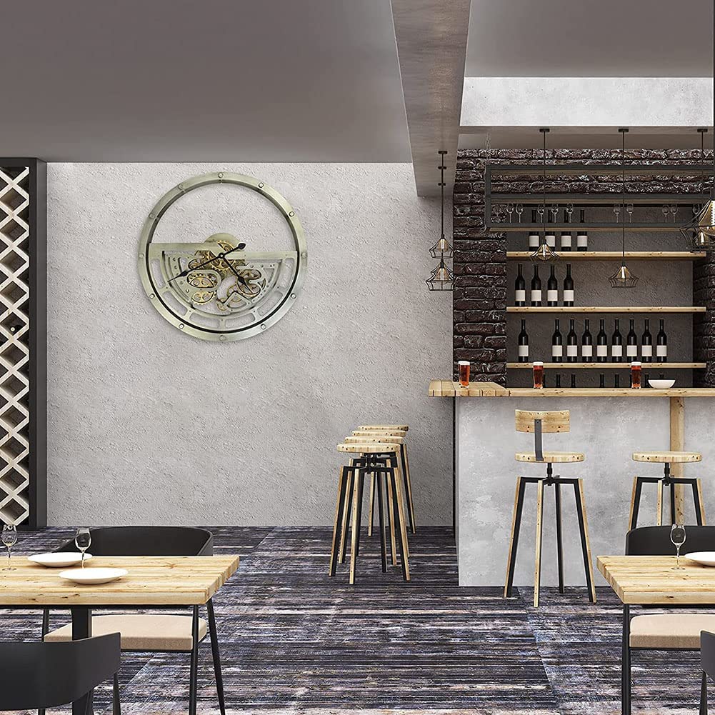Nowoczesny zegar ścienny, minimalistyczny zegar biurkowy, 3D Gear Industrial cichy zegar wiszący z cyframi rzymskimi do domu, biura, restauracji, hotelu, dekoracji, 26 cali